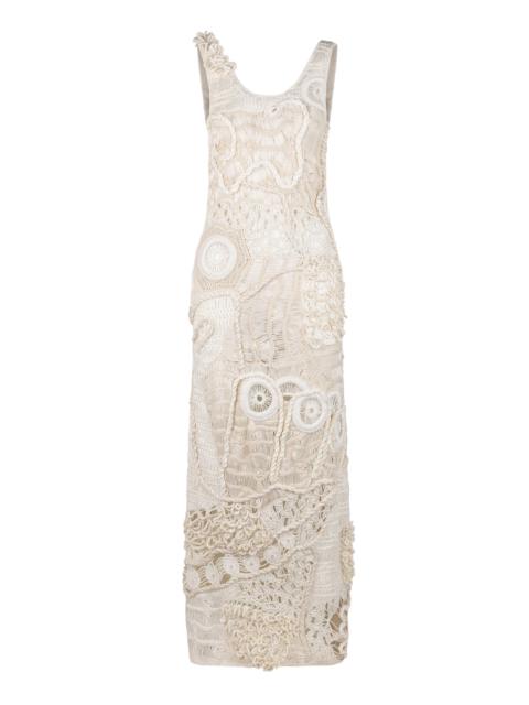 HEIRLOME India Freeform Crochet Silk-Cotton Maxi Dress ivory