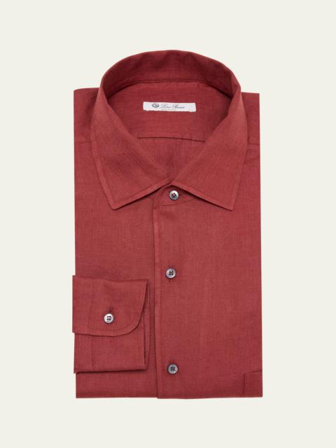Loro Piana Men's Shinano Stripe Linen Casual Button-Down Shirt