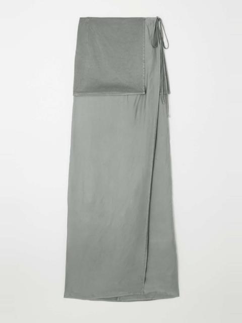 Layered two-tone satin maxi wrap skirt