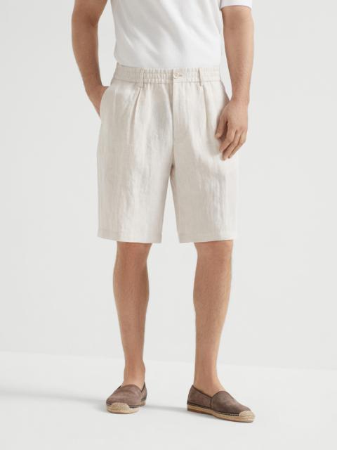 Brunello Cucinelli Lightweight linen Bermuda shorts with elasticated waistband