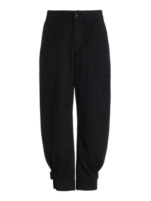 Kay Cotton-Twill Tapered-Leg Pants black