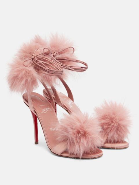 Christian Louboutin Patapompom 100 crêpe satin sandals