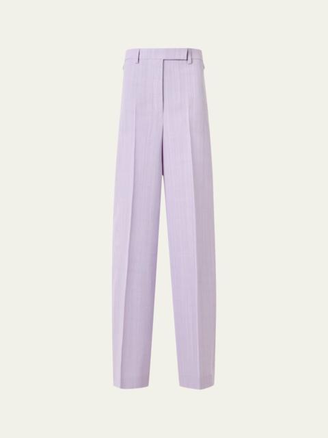 AKRIS Melange Twill Straight Leg Forest Pants
