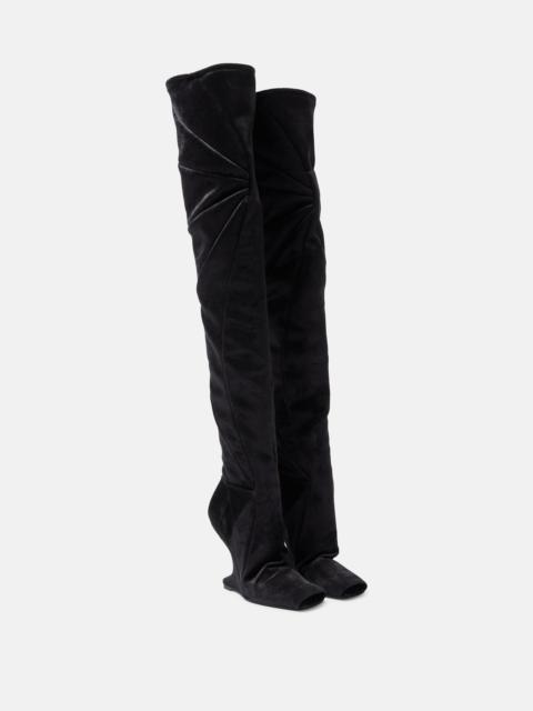 Cantilever velvet over-the-knee boots