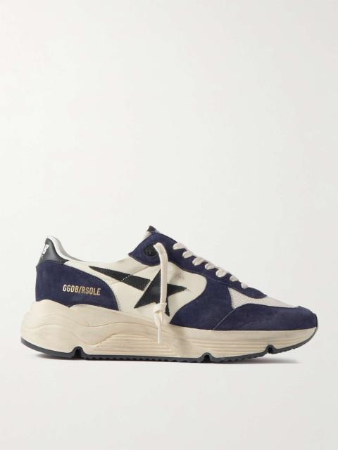 Golden Goose Running Sole Distressed Leather, Suede and Mesh Sneakers