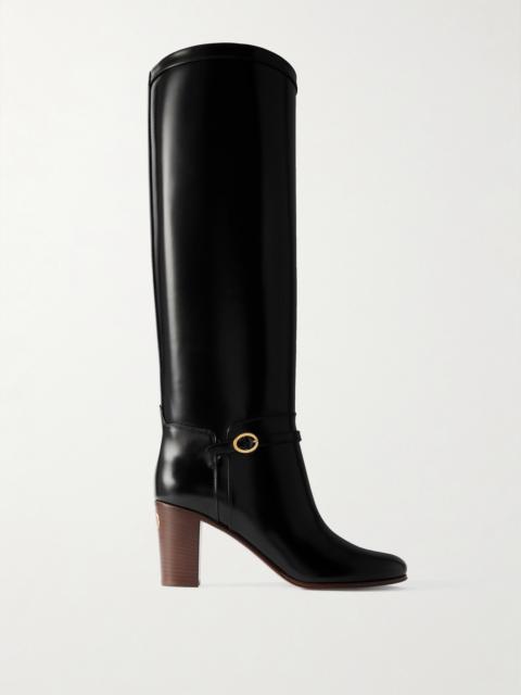 Valentino Pattie 75 Buckle-embellished Leather Boots