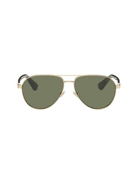 Burberry Gold Metal Shield Aviator Sunglasses​