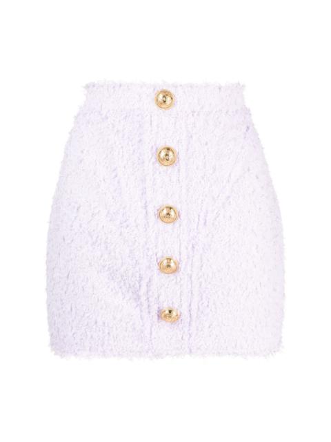 decorative-button detail high-waisted skirt