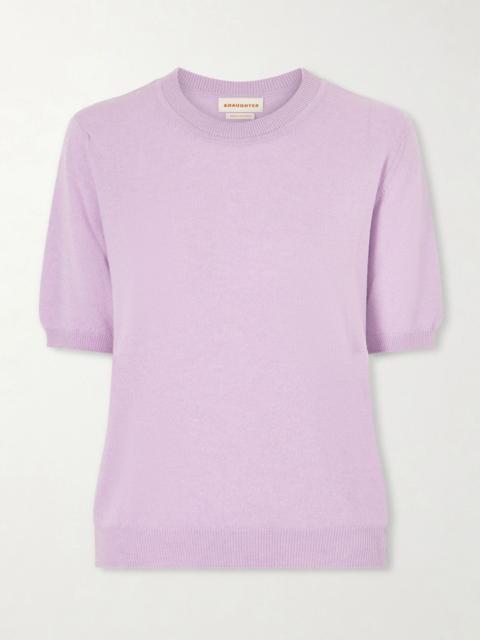 &DAUGHTER Emer cropped cashmere and cotton-blend T-shirt Lilac