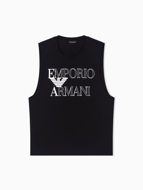 EMPORIO ARMANI BOLD LOGO BEACHWEAR TANK TOP IN JERSEY