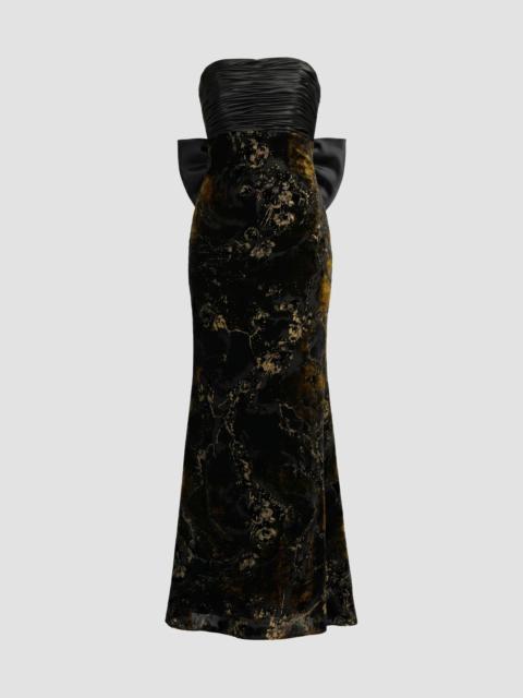MAC DUGGAL Women's Satin & Burnout Velvet Strapless Column Gown - Black Gold
