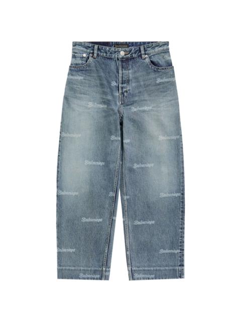 logo-print tapered cropped jeans