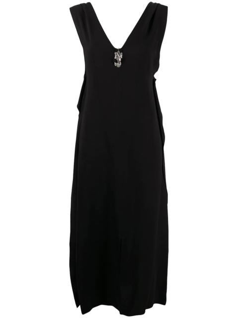 v-neck midi dress