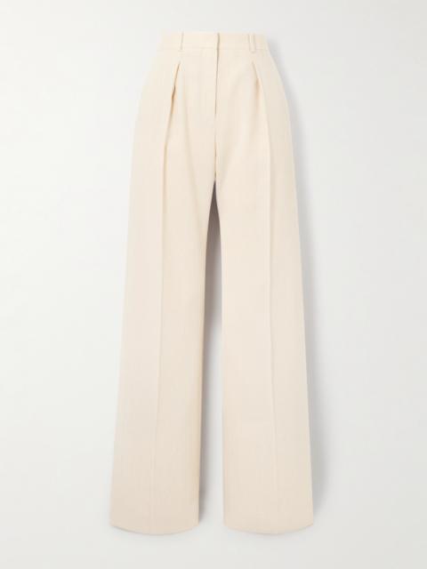 Loro Piana Edward Pleated Linen And Wool-blend Twill Wide-leg Pants