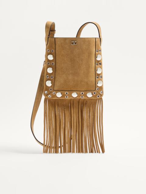 Valentino VALENTINO GARAVANI NELLCÔTE SMALL SHOULDER BAG IN SUEDE WITH FRINGES