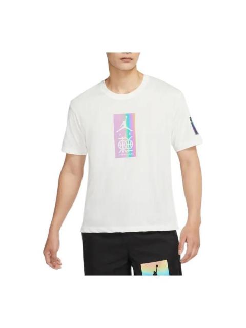 Jordan Air Jordan Solid Color Round Neck Pullover Brand Reflective Short Sleeve T-Shirt Men's White DV6279-