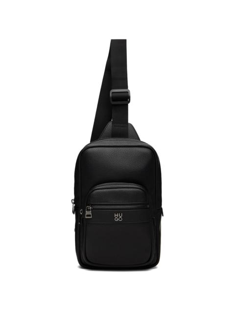 HUGO Black Stacked-Logo Mono Strap Bag