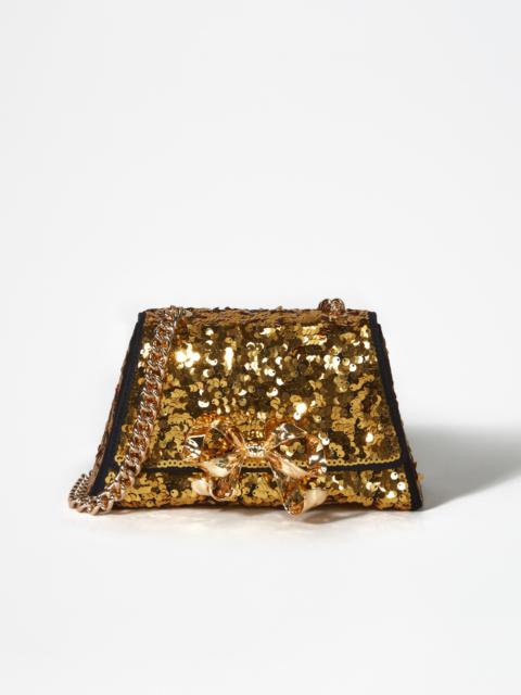 self-portrait Gold Sequin Bow Mini Shoulder Bag