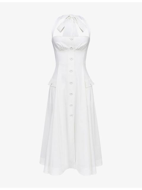 House of CB Claudia Halterneck Stretch-Cotton Midi Dress