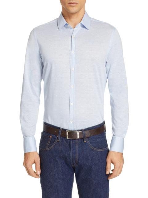 Solid Regular Fit Cotton & Linen Sport Shirt