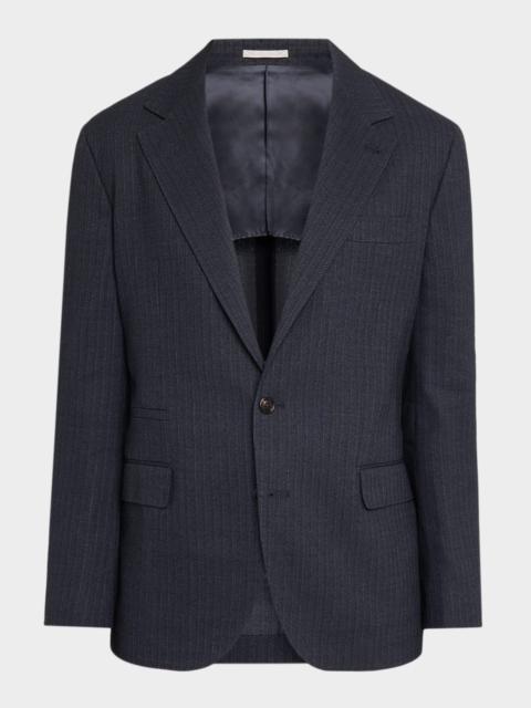 Brunello Cucinelli Men's Wool-Blend Single-Breasted Chevron Jacket