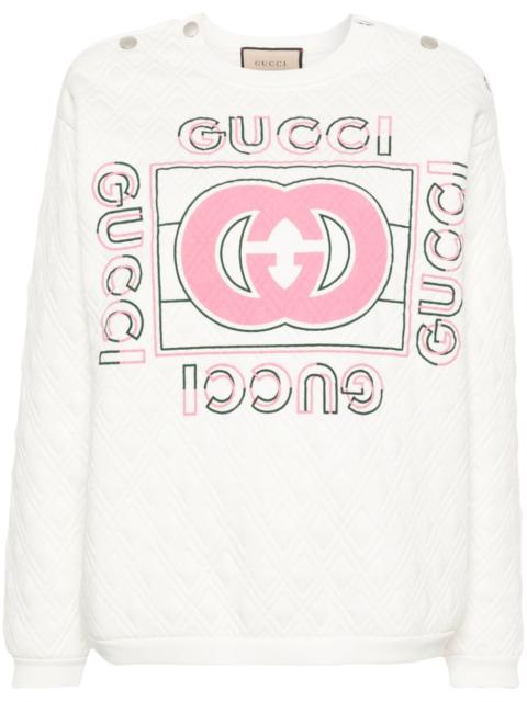 GUCCI logo-print quilted sweatshirt