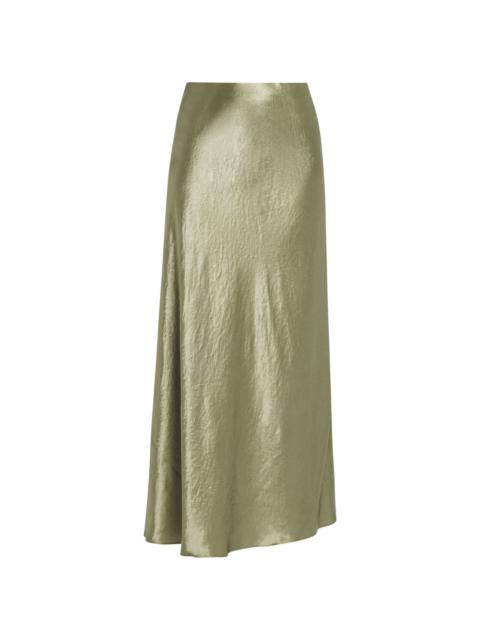 crinkled-finish satin maxi skirt