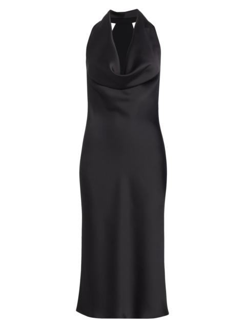 NORMA KAMALI Women's Satin Cowlneck Midi-Dress - Black