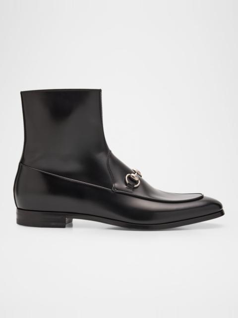 GUCCI Men's Next Horsebit Leather Zip Booties