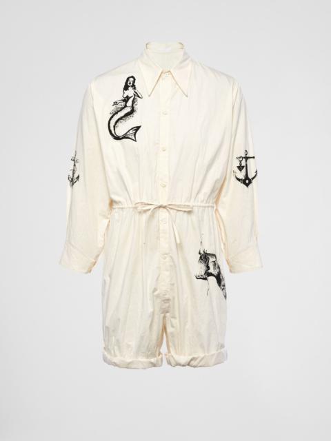 Prada Short printed cotton jumpsuit