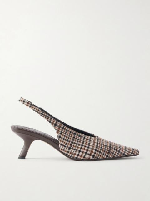 Brunello Cucinelli Checked wool slingback pumps Brown