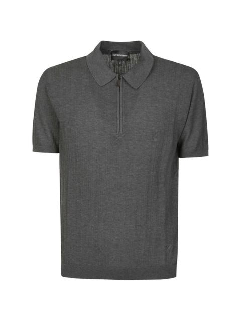 EMPORIO ARMANI zip cotton polo shirt