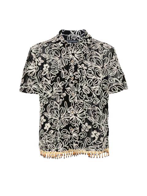 floral-embroidered shirt
