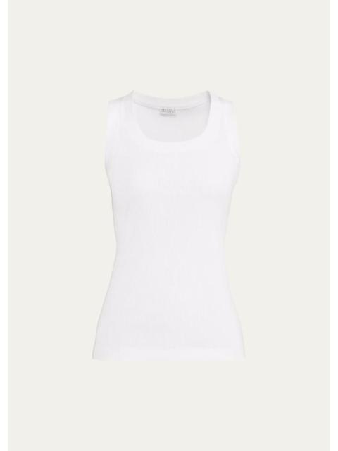 Brunello Cucinelli Sparkle Rib Knit Tank Top