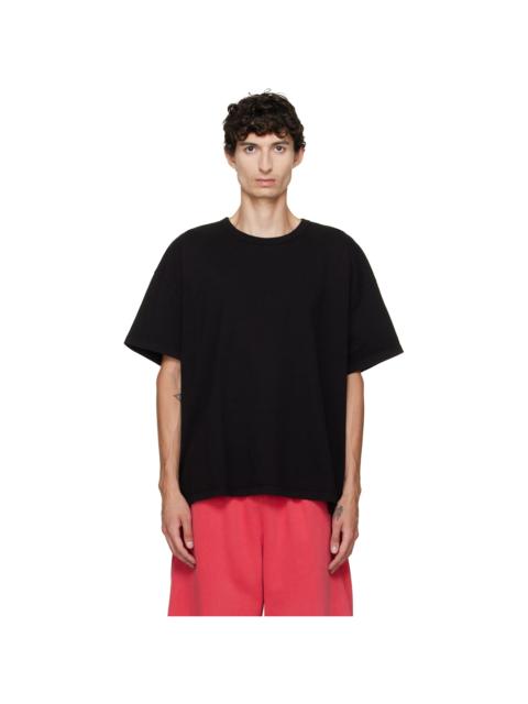 LES TIEN Black Heavyweight Binded Neck Oversized T-shirt