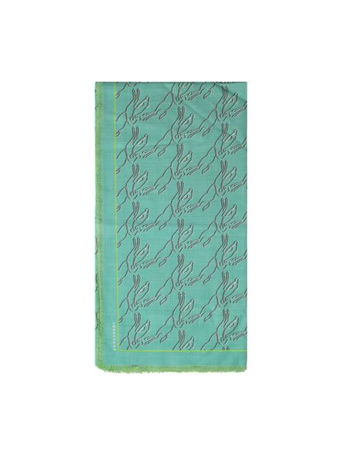Longchamp fringed horse-motif scarf