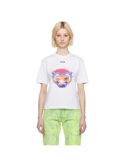 MSGM White Crewneck T-Shirt