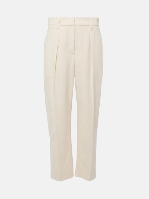 Gabardine high-rise straight pants