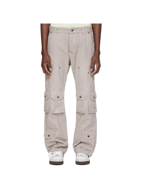 Off-White Gray Garment-Dyed Multi-Pocket Relaxed Cargo Pants