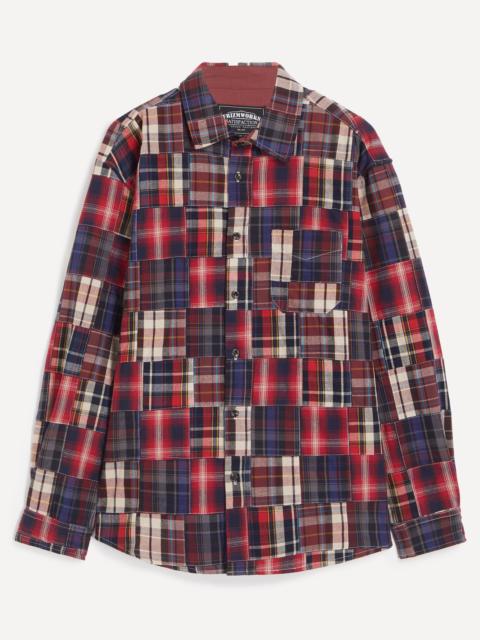 FrizmWORKS Madras Patchwork Relaxed Shirt in Wine