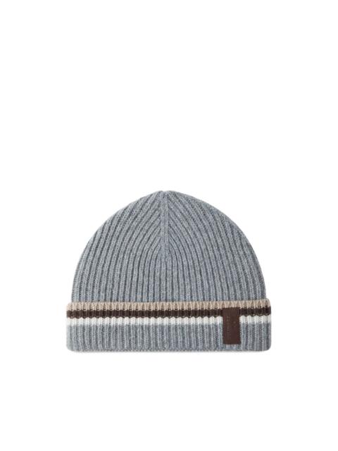 Paul & Shark ribbed striped beanie hat