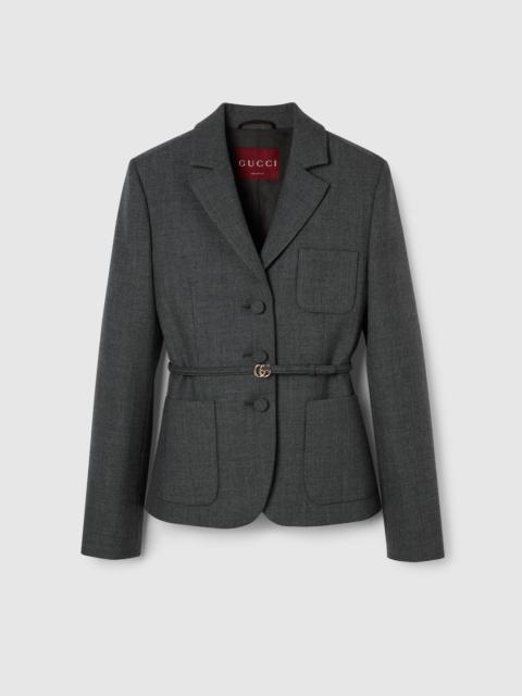 GUCCI Single breasted wool grisaille jacket