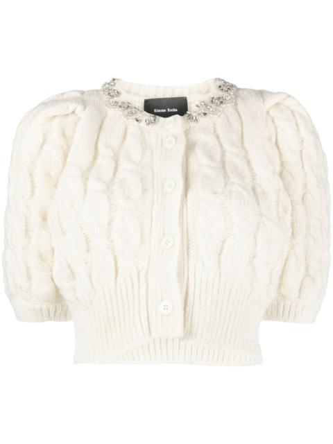 Simone Rocha embellished cropped cable-knit cardigan