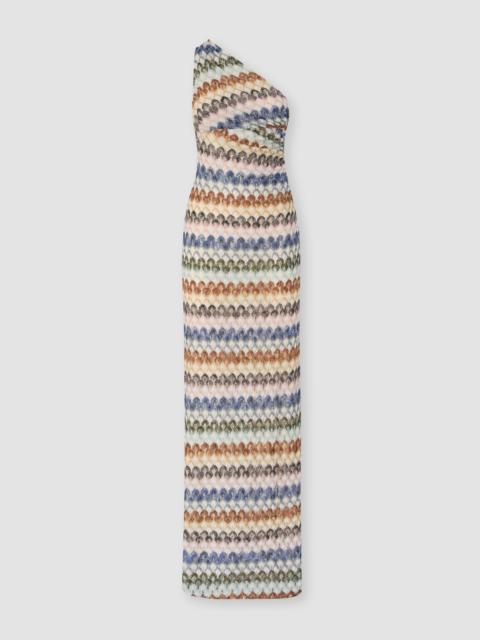 Missoni One-shoulder viscose lamé long dress