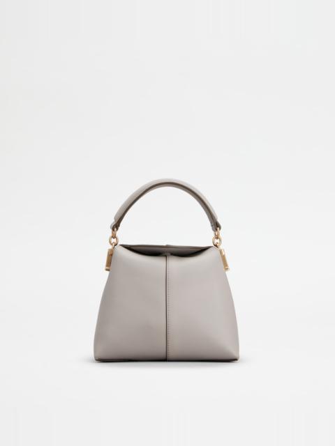 TOD'S T CASE TOTE MESSENGER BAG IN LEATHER MICRO - GREY