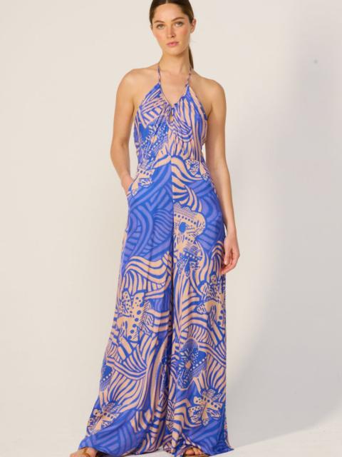 Poupette St Barth Long Jumpsuit Cilia - Blue Japonism