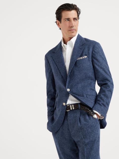 Flecked silk, wool and cashmere houndstooth flannel deconstructed Cavallo blazer