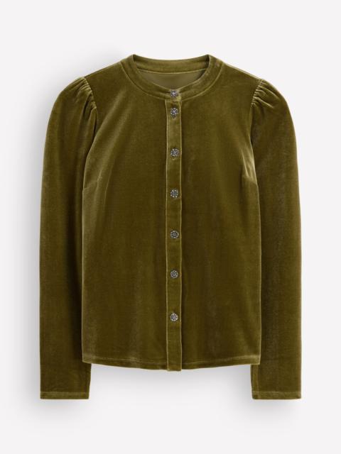 BODEN Puff Sleeve Velvet Shirt-Cardamom Seed