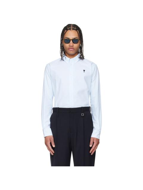 AMI Paris Blue Cotton Ami de Coeur Oxford Shirt