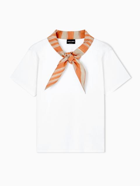 GIORGIO ARMANI COTTON JERSEY T-SHIRT WITH FOULARD